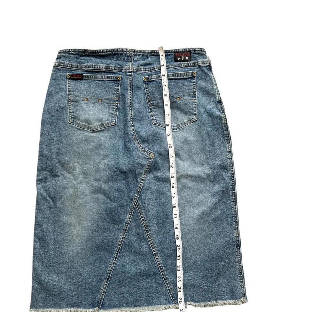 Mudd Yo Denim Midi Skirt Frayed Distressed Size 9 Y2K Boho Hippie Festival - Picture 4 of 6